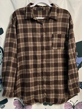 Brown Plaid Button-Up